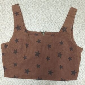 Brown Star-Patterned Women's Top